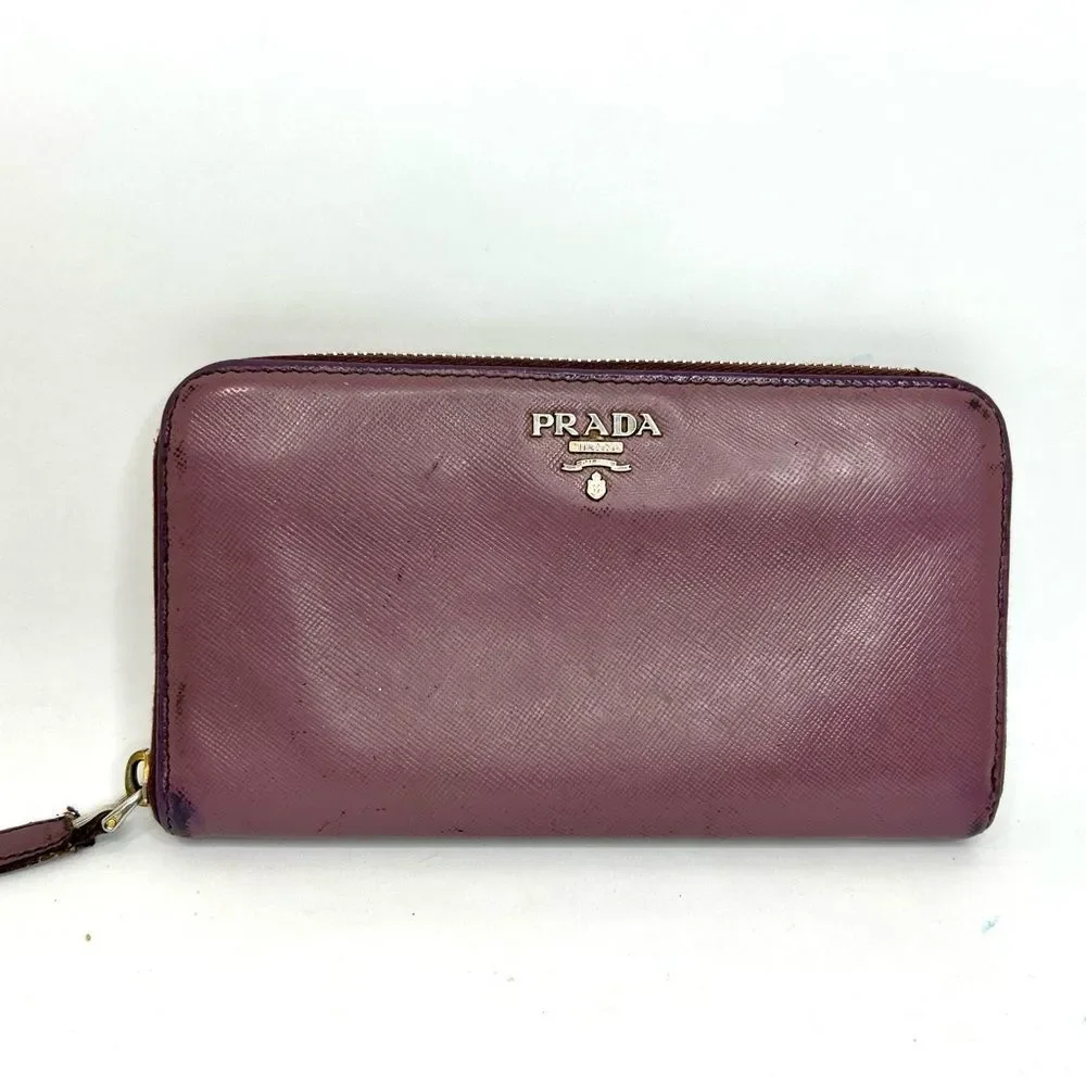 Prada Purple Saffiano Leather Zippy Wallet